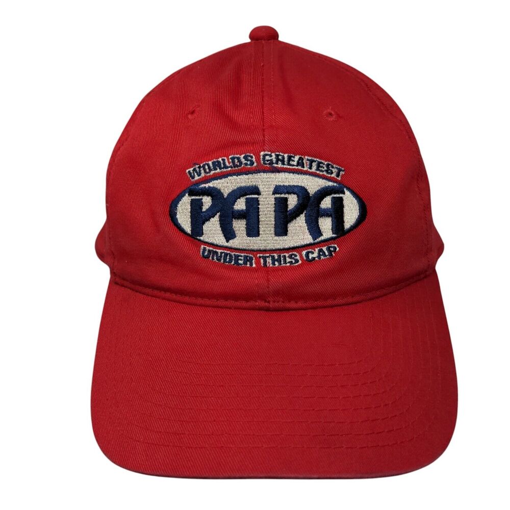 Worlds Greatest Papa Under This Cap Snapback Hat Red One Size Embroidered